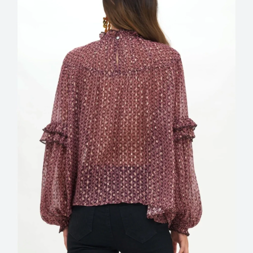 Oliphant multi color metallic boho blouse S-M